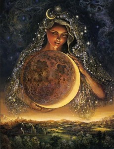 The Goddess holding a moon